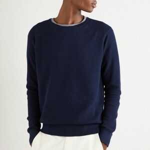 Revolve x Onia Men’s Knit Sweater Cotton/Cashmere blend Elbow patches Blue S